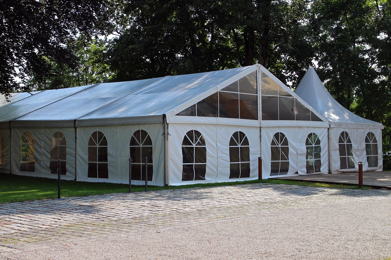 A marquee tent set up for an event